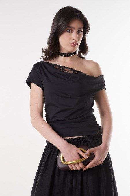 ASYMMETRIC TOP WITH LACE DETAIL