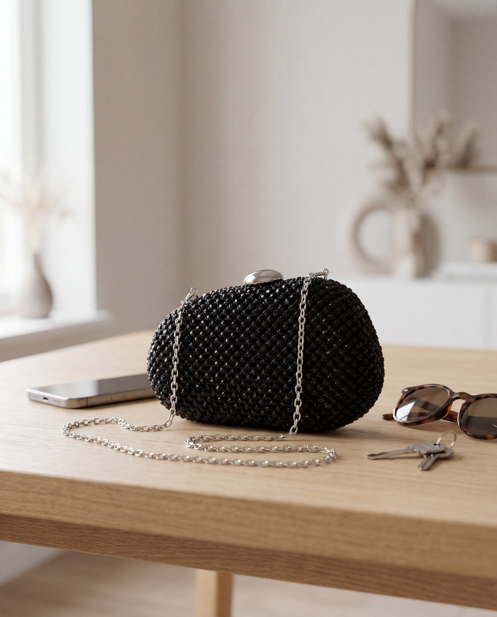 VIKI – çantë elegante clutch me rruaza për mbrëmje