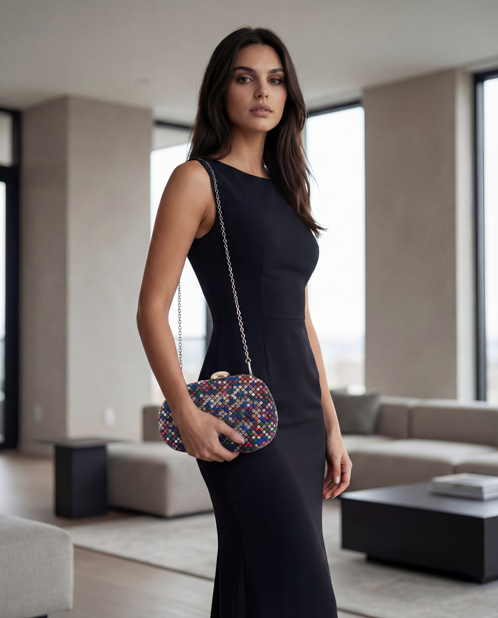 VIKI – çantë elegante clutch me rruaza për mbrëmje