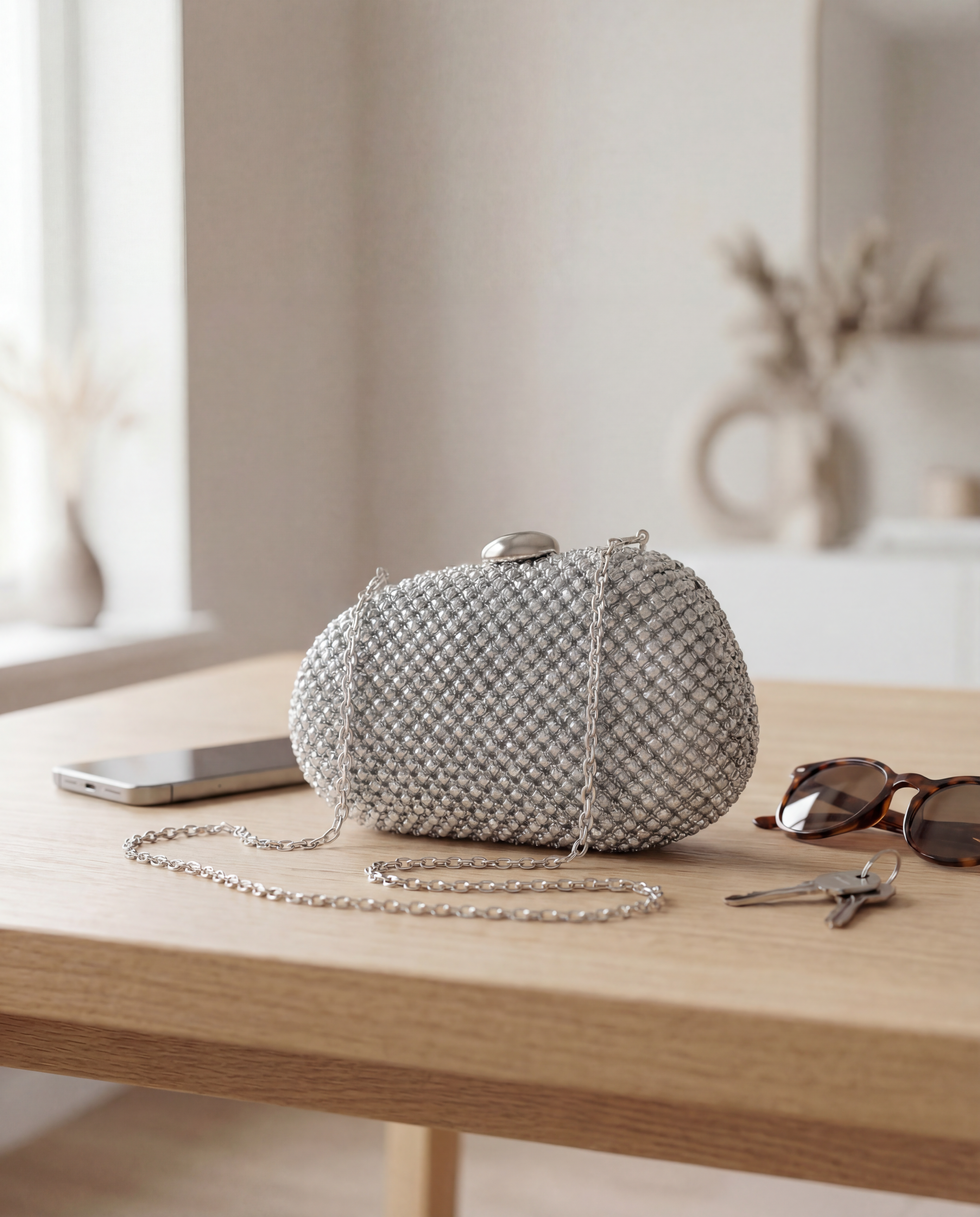 VIKI – çantë elegante clutch me rruaza për mbrëmje