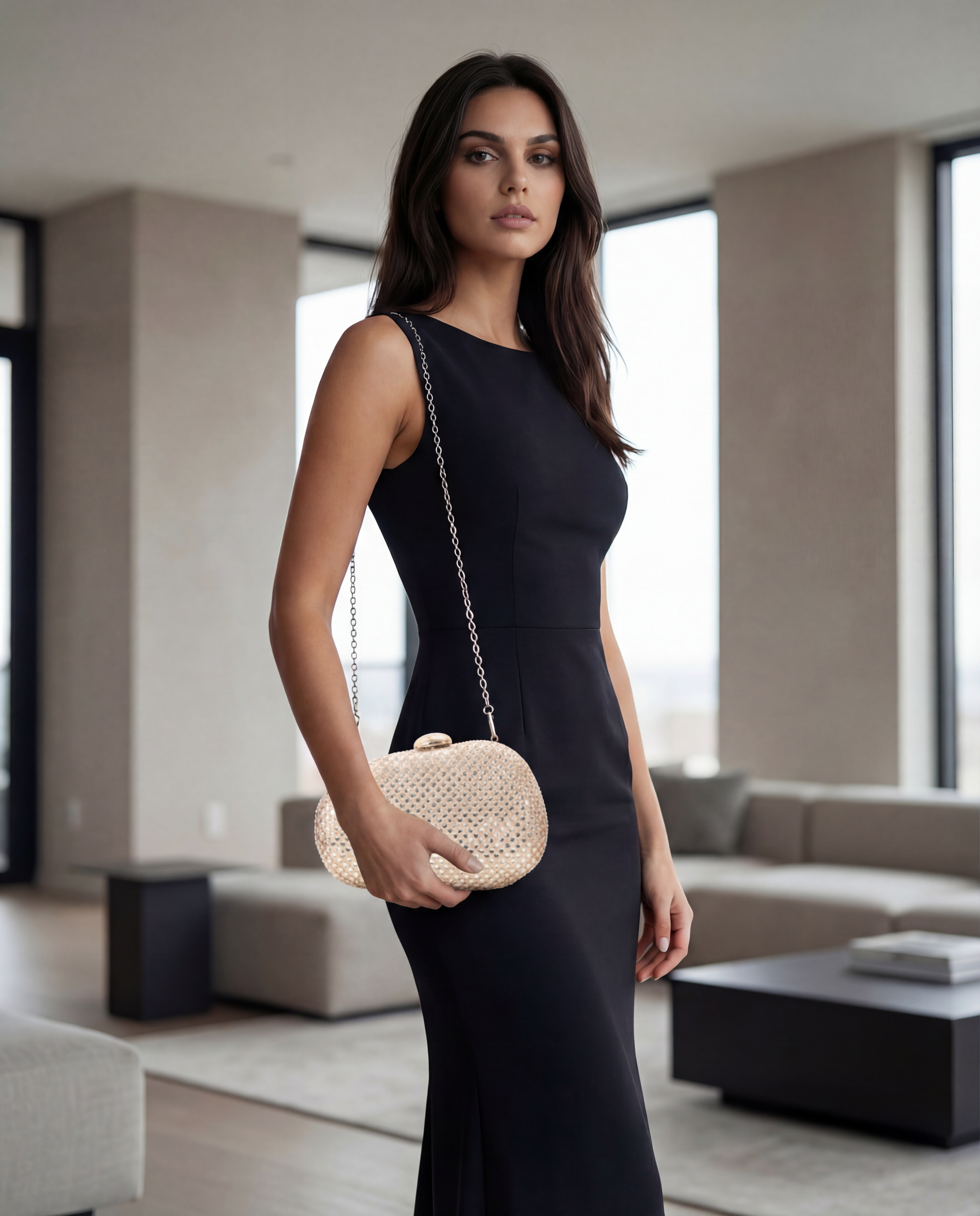 VIKI – çantë elegante clutch me rruaza për mbrëmje