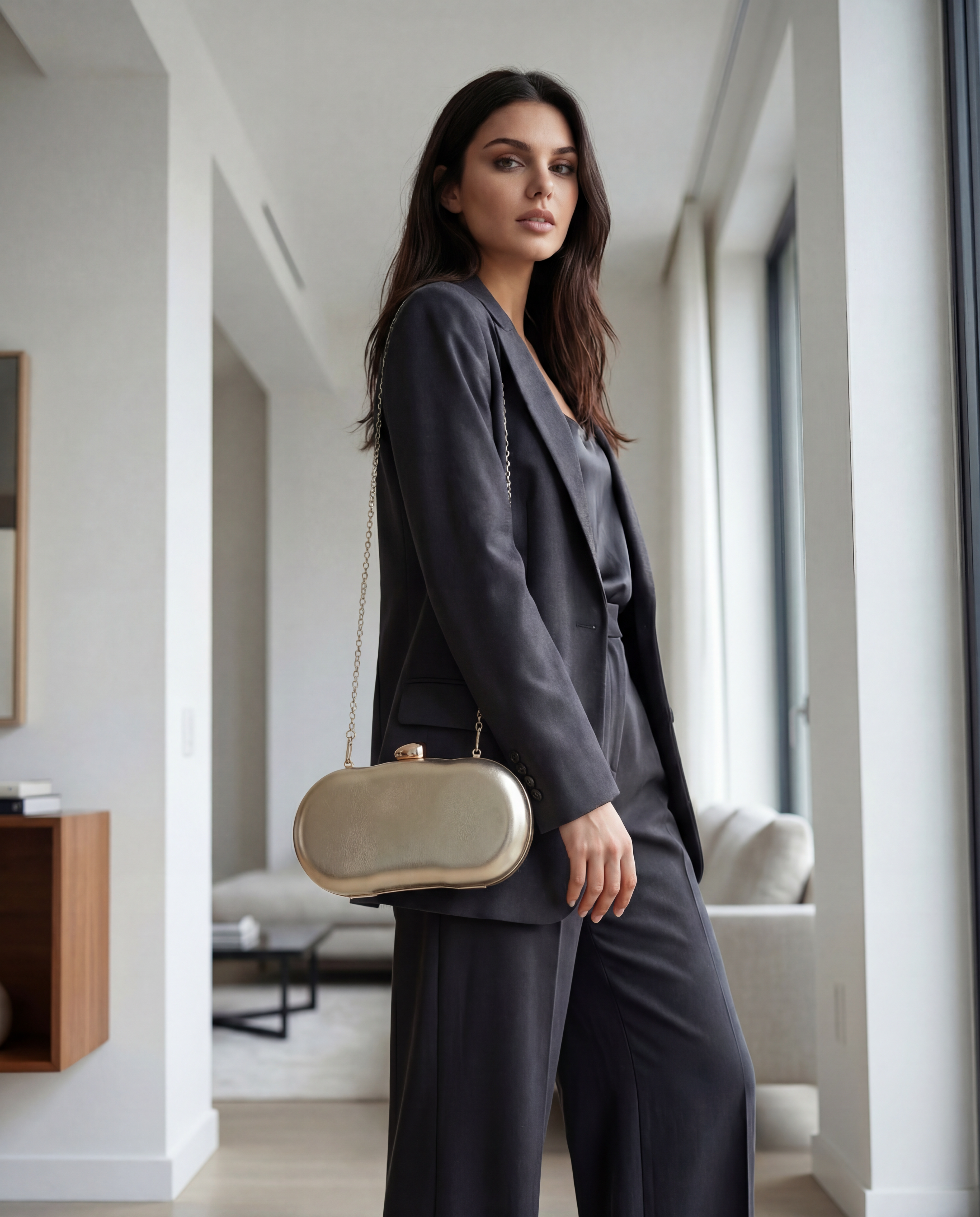 LORA – çantë dore moderne me zinxhir metalik për kombinime elegante dhe të përditshme