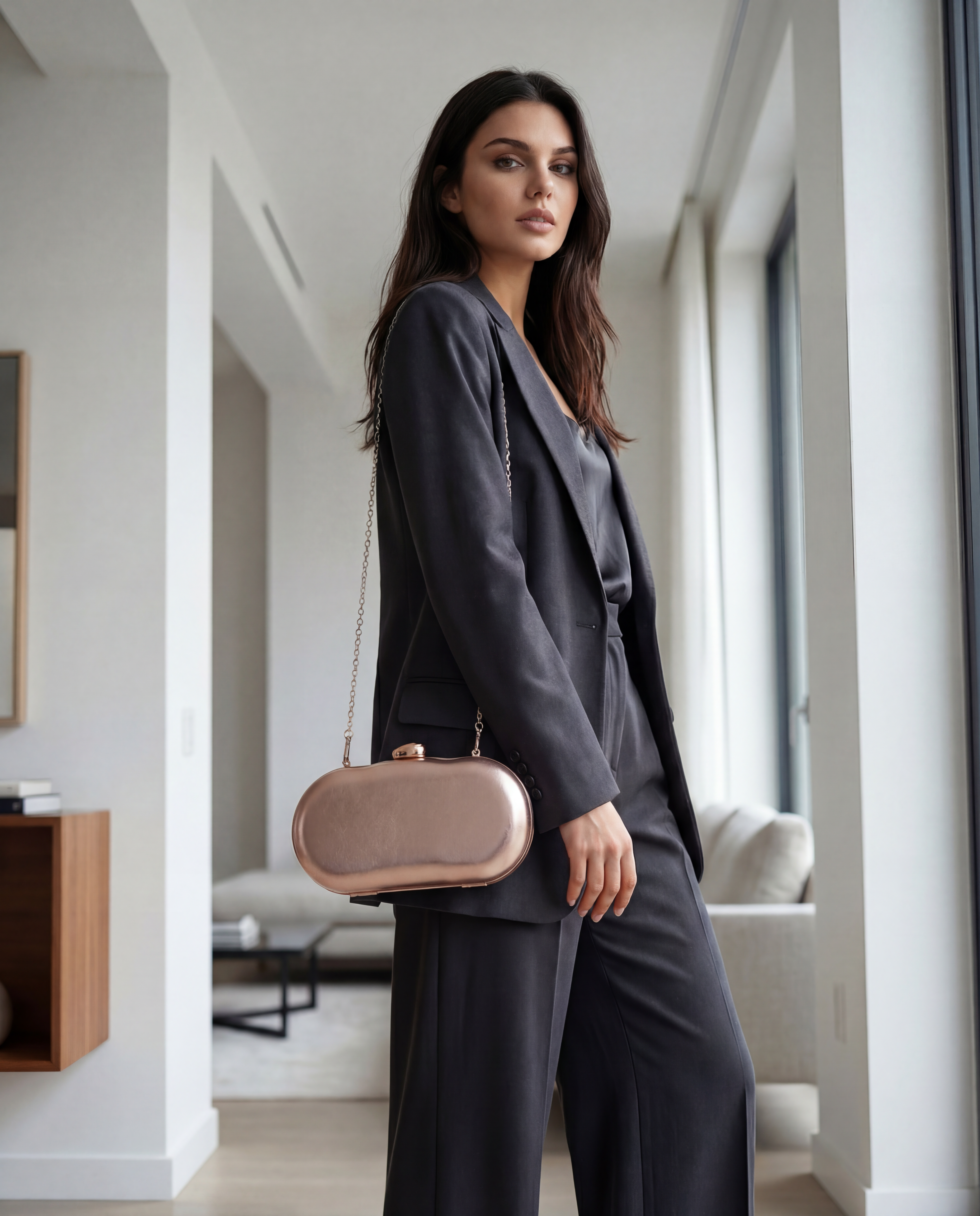 LORA – çantë dore moderne me zinxhir metalik për kombinime elegante dhe të përditshme