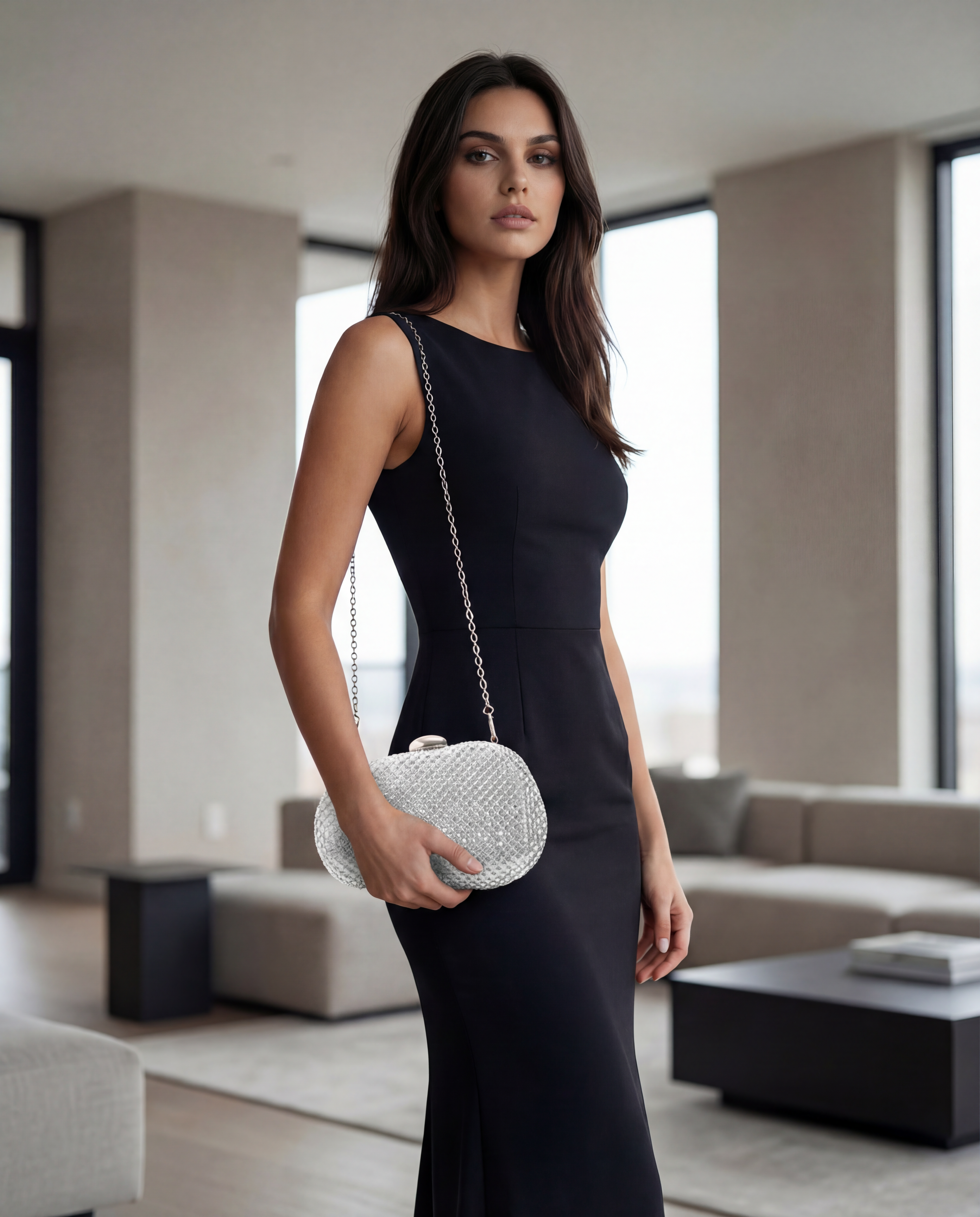 VIKI – çantë elegante clutch me rruaza për mbrëmje